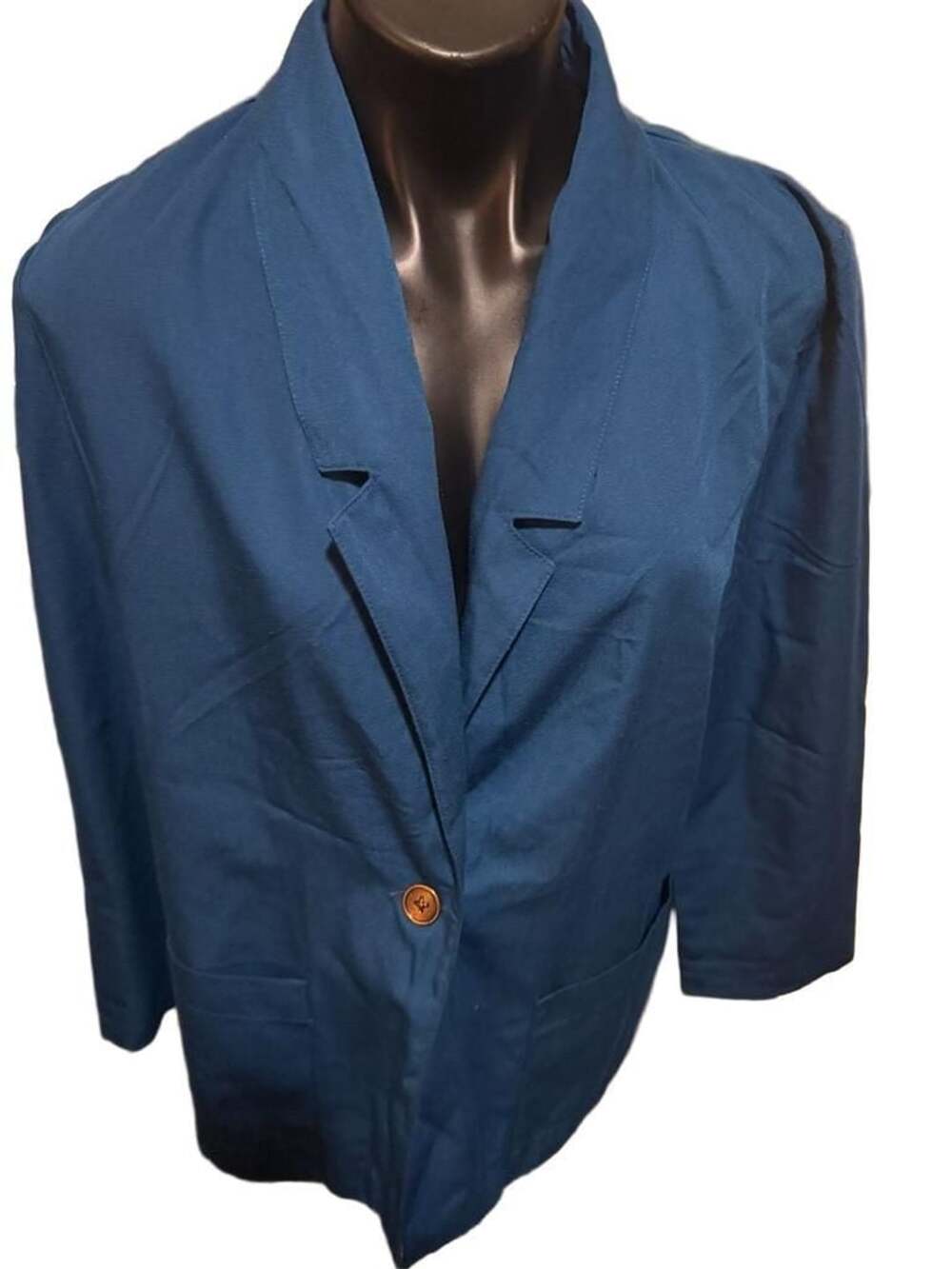 Radcliffe Petites Blazer Jacket Size 12 Teal Blue Single Button